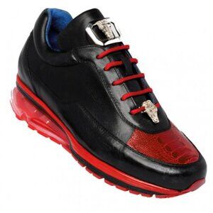 Belvedere Flash Men's Shoes Black & Red Exotic Ostrich / Calf-skin Leather
